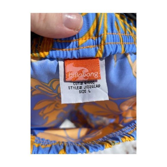 Billabong 90s Boardie Watershorts Blue Yellow Floral Sz L - Picture 4 of 6